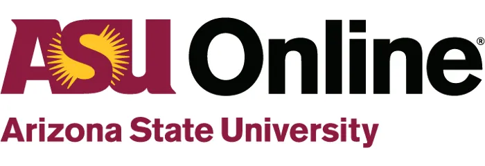 Arizona Sate University Online horizontal logo red yellow and black font