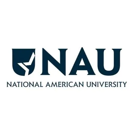 National American University horizontal logo blue text