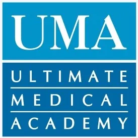 Ultimate Medical Academy blue box logo white text