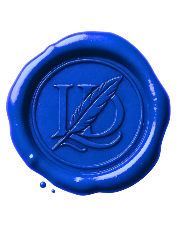 Cachet de cire avec le logo de l'écrivain