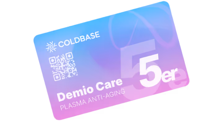 Demio Care® 5er-Karte von ColdBase – Skin Re-Charge Plasma Anti-Aging für sichtbare Hautverjüngung.