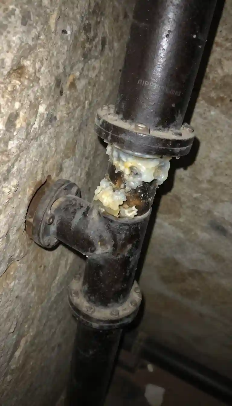 Canalisation ancienne bouchée calcaire Ampuis quartier La Taquière