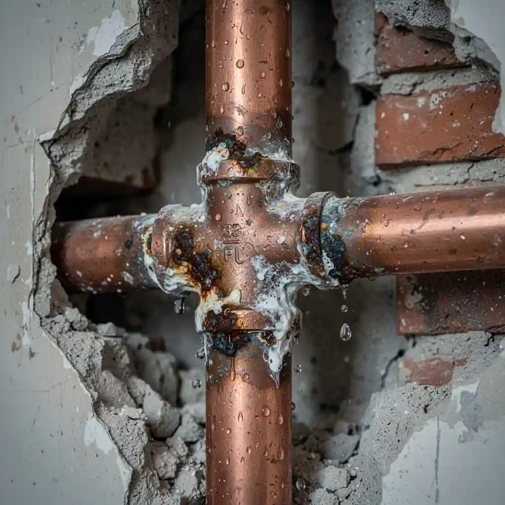 Dégât des eaux canalisation cuivre corrodée quartier Centre-ville Anse Rhône