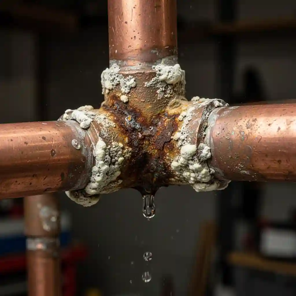 Recherche fuite d'eau Bully canalisation cuivre corrodée calcaire bâti ancien