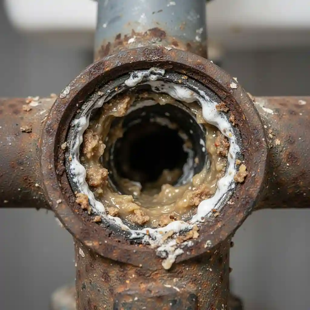 Débouchage évier Coise hameau L'Aubépin canalisation fonte calcaire bouchée