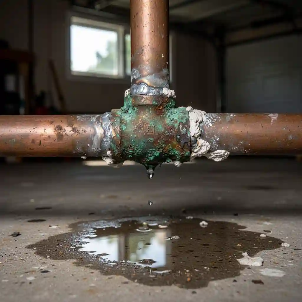 Fuite d'eau garage Curis-au-Mont-d'Or : tuyau cuivre corrodé Beyrion