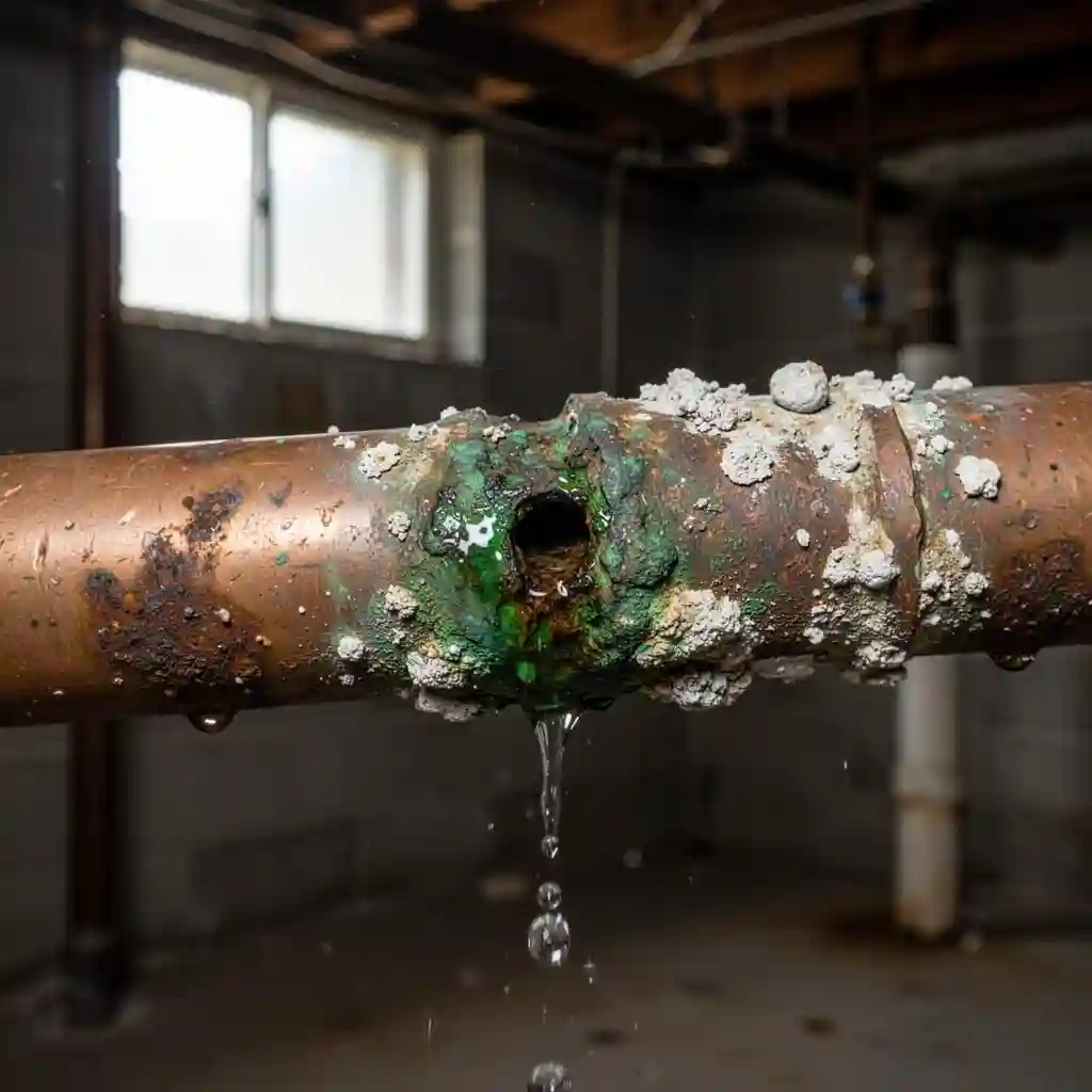 Fuite tuyau cuivre à Éveux Le Bourg : corrosion piqûre