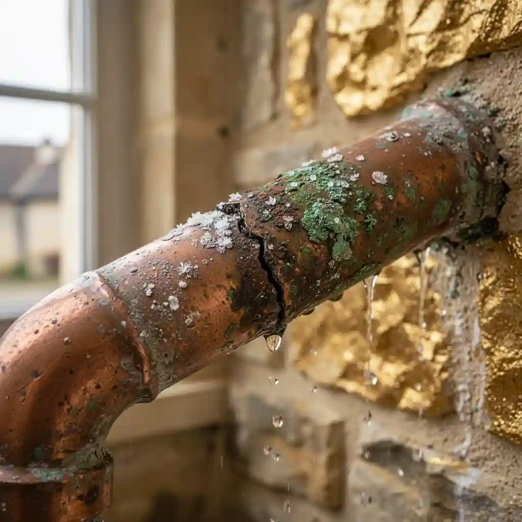 Micro fuite eau Létra Le Doury canalisation cuivre corrodée