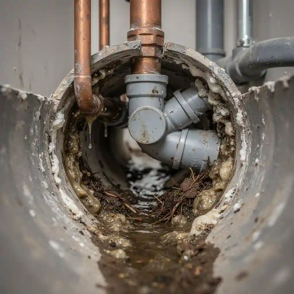 Bouchon canalisation Marcy-l'Étoile Vercheres dépôts graisseux tuyau ancien