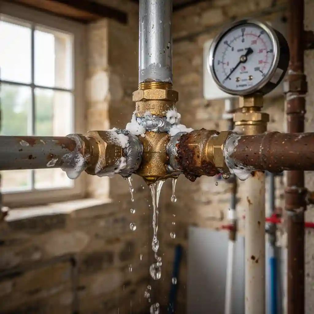 Fuite eau chaudière à Propières au hameau de Faussemagne local technique