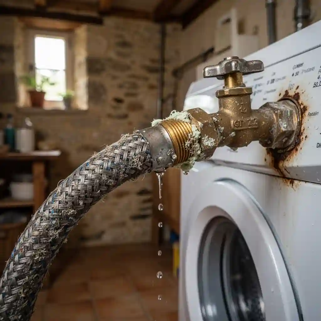 Fuite eau machine à laver à Rivolet hameau Beluize raccord entartré