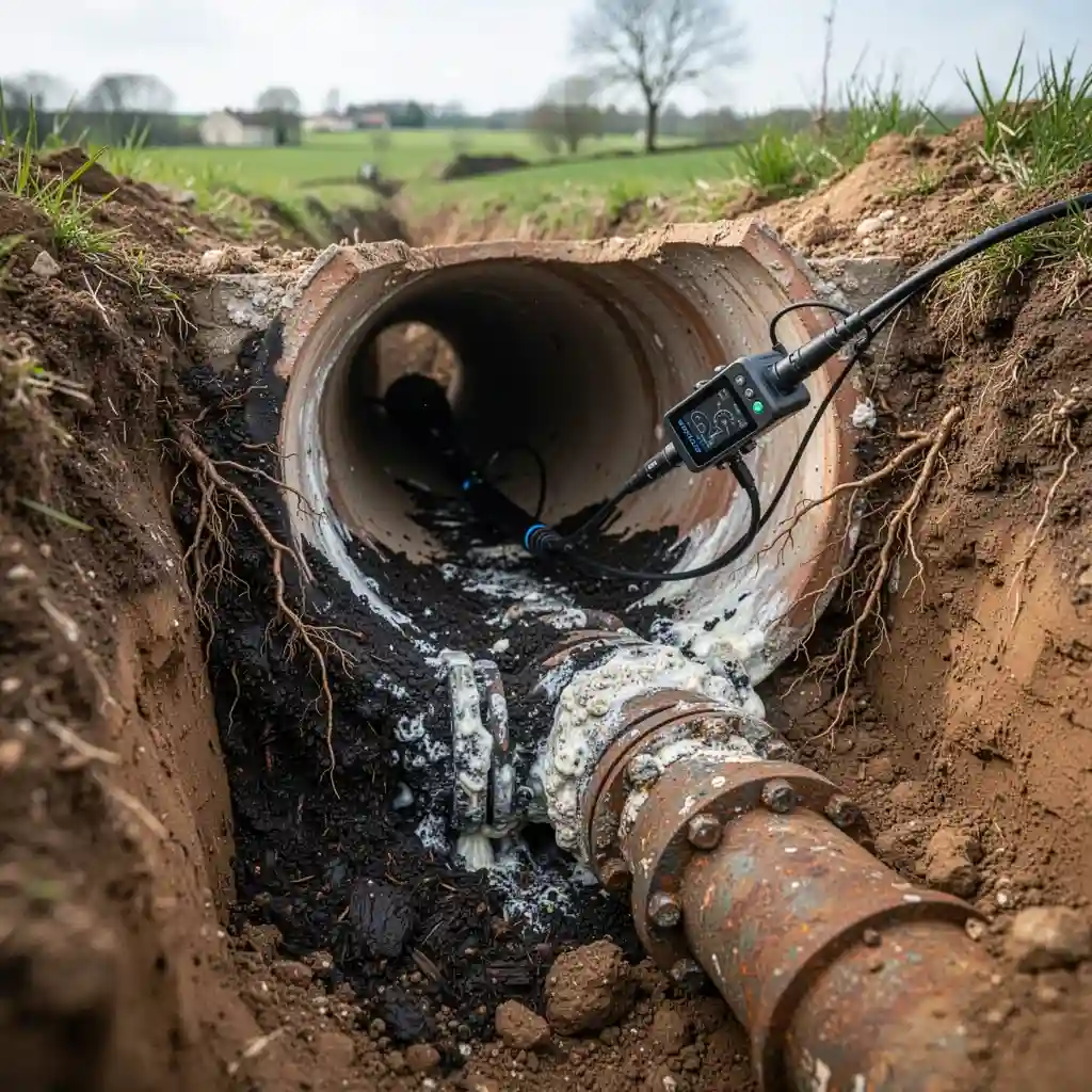 canalisation enterrée bouchée Souzy quartier Les Granges inspection caméra technique