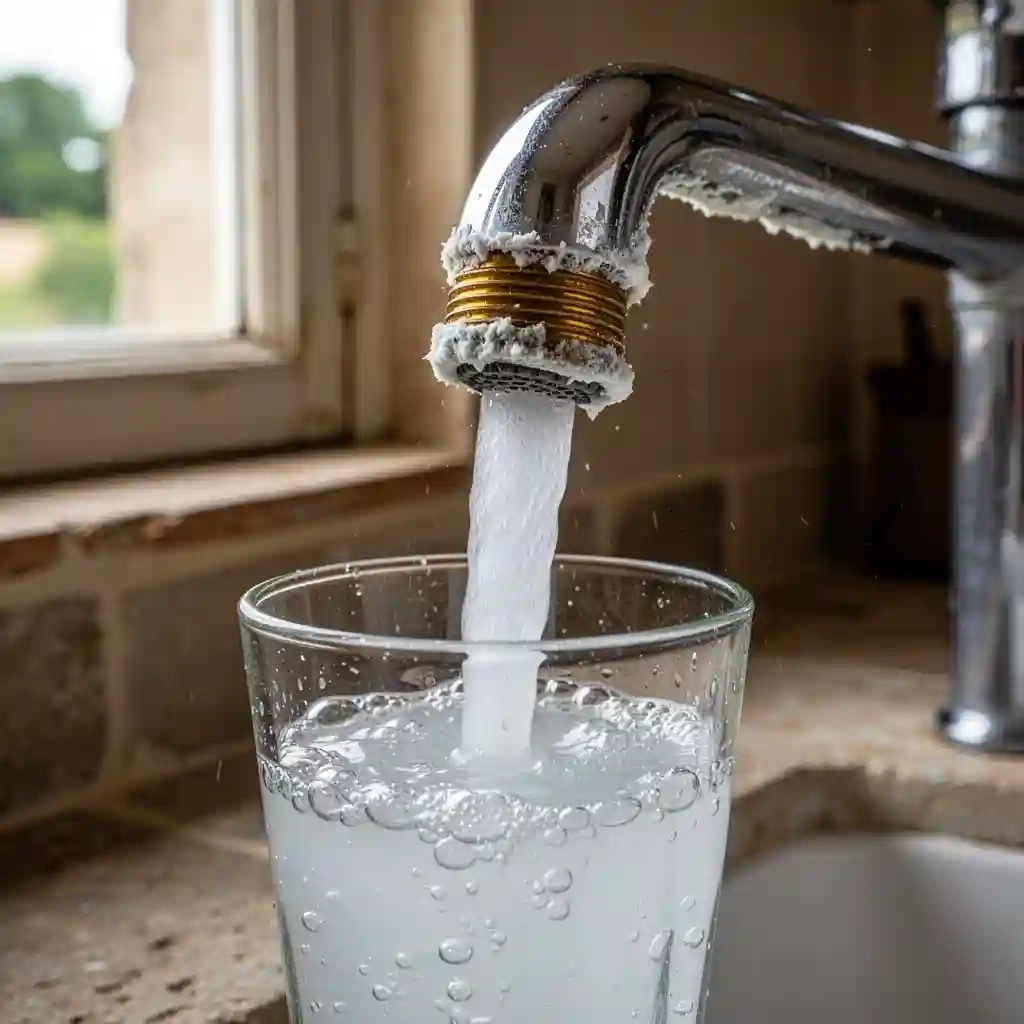 Eau blanche au robinet Saint-Pierre-la-Palud Le Bourg dépôt calcaire