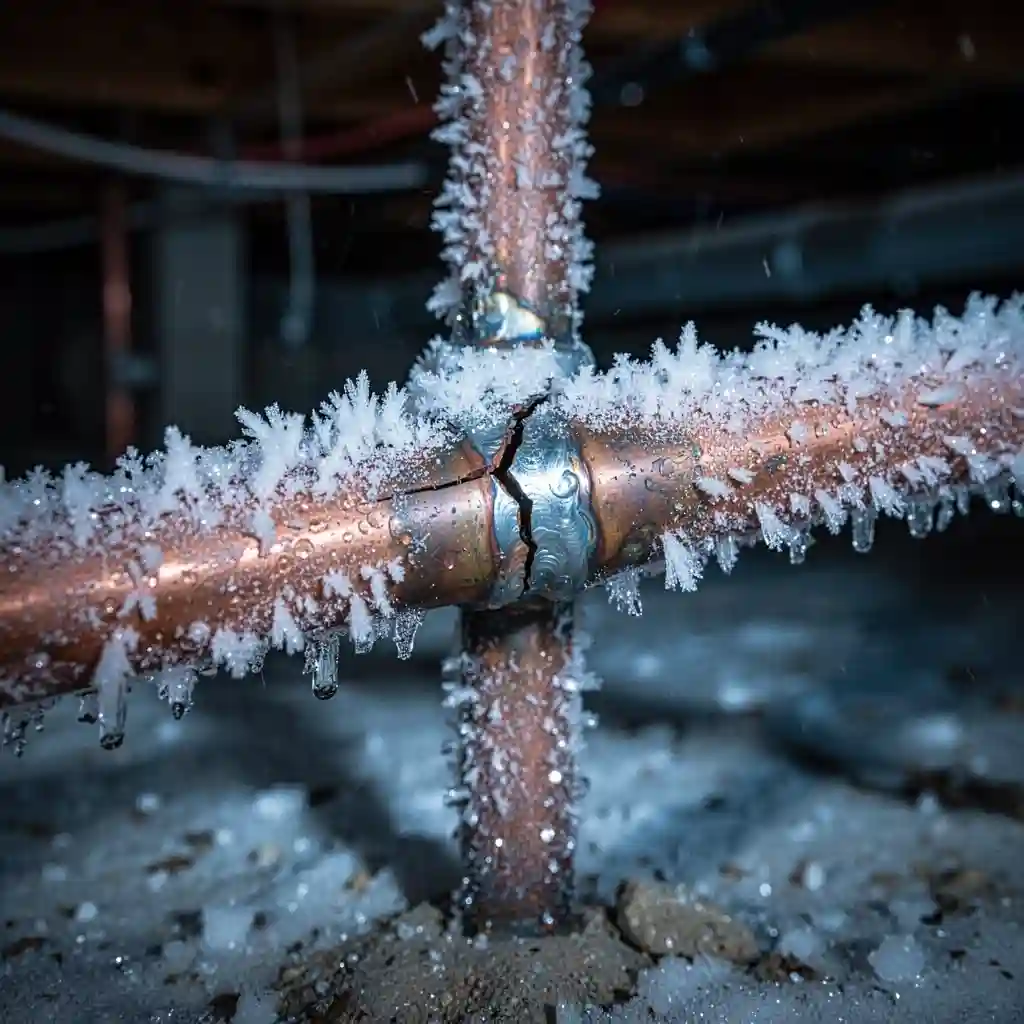 Canalisation gelée à Charvieu-Chavagneux, quartier Proche Couronne