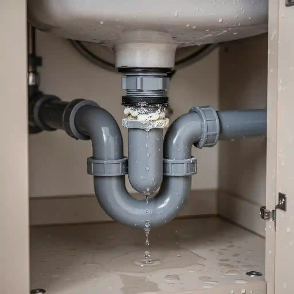 Siphon qui fuit à Lagnieu, Charveyran, joint entartré sous évier