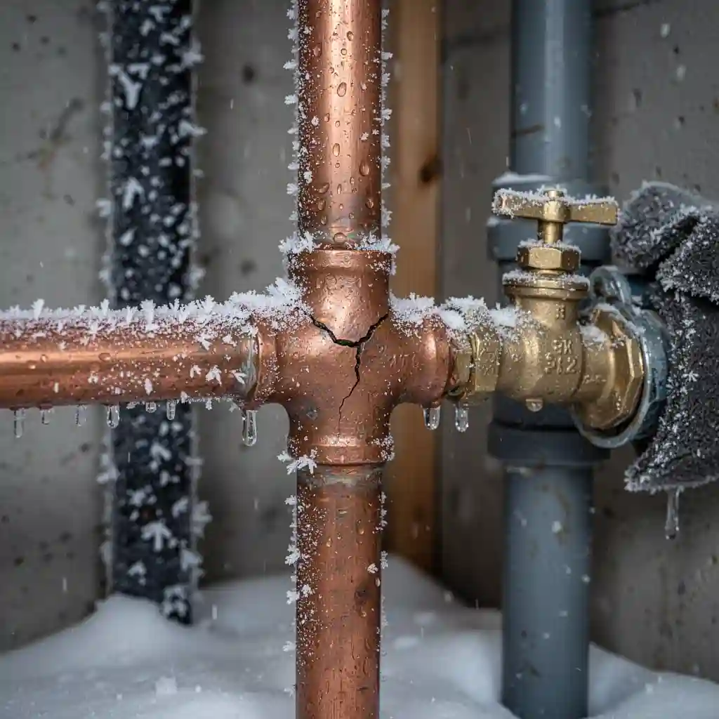 Purger installation eau hiver à Viriat, Grand Tanvol, vanne exposée