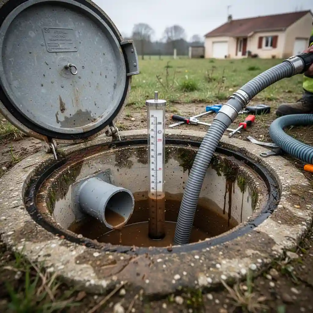 Vidange fosse septique Creuzier-le-Vieux Laudemarière contrôle technique du regard