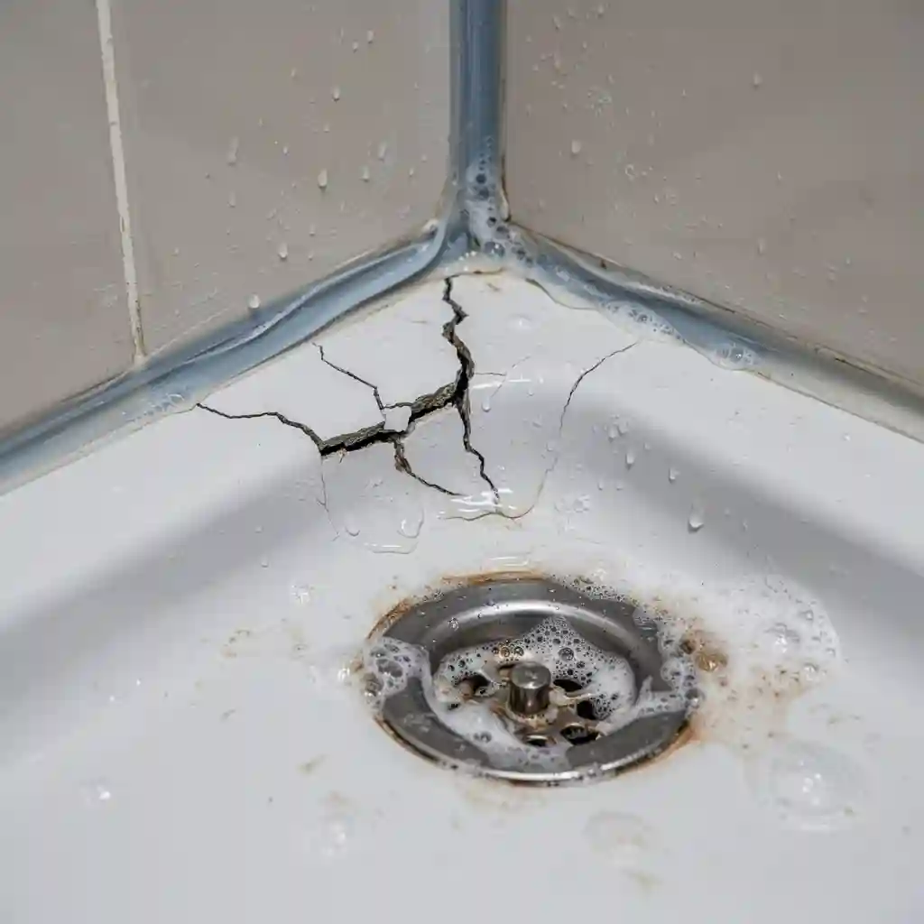 Plombier salle de bain Lezoux Huilerie, joint silicone fissuré sous douche