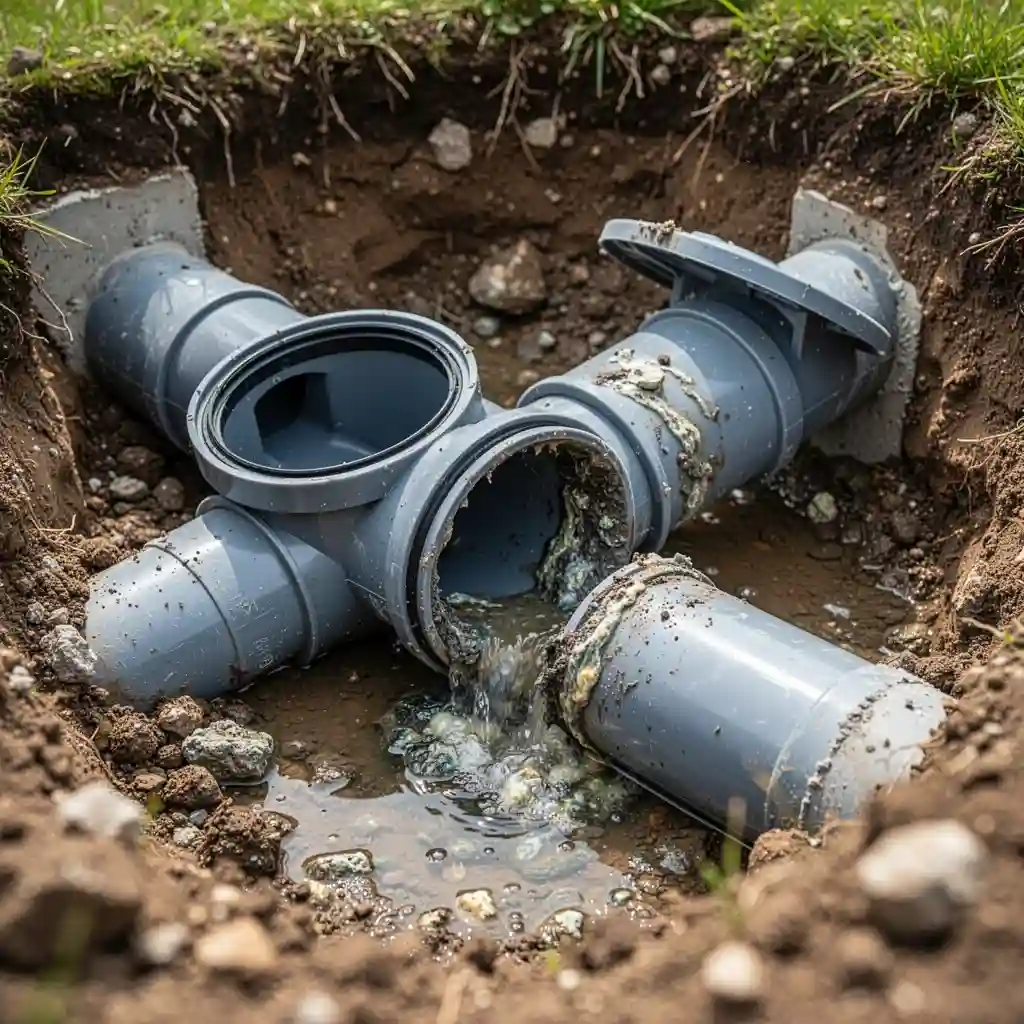 Installation fosse septique Ambert hameau détail technique de canalisation enterrée