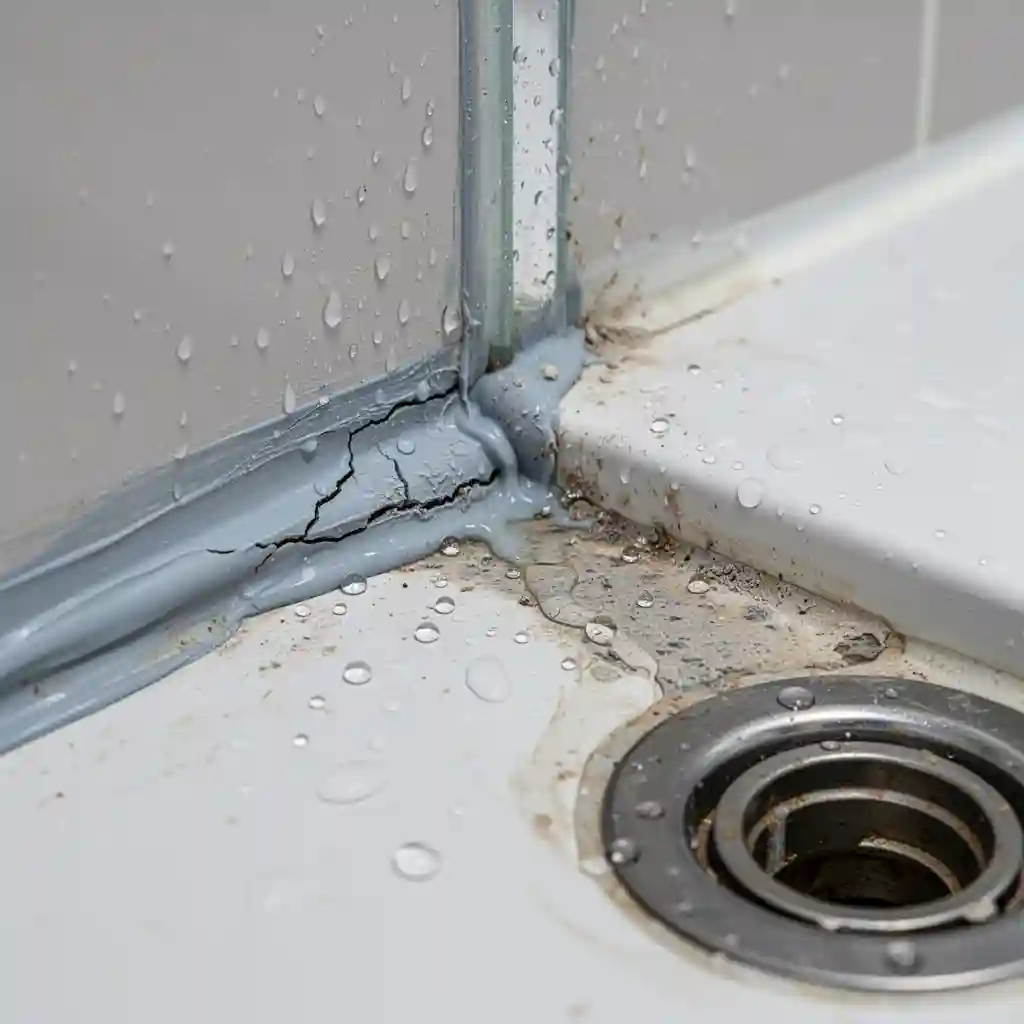 Fuite douche à Cruas, Bas Ilons Nord, joint silicone dégradé