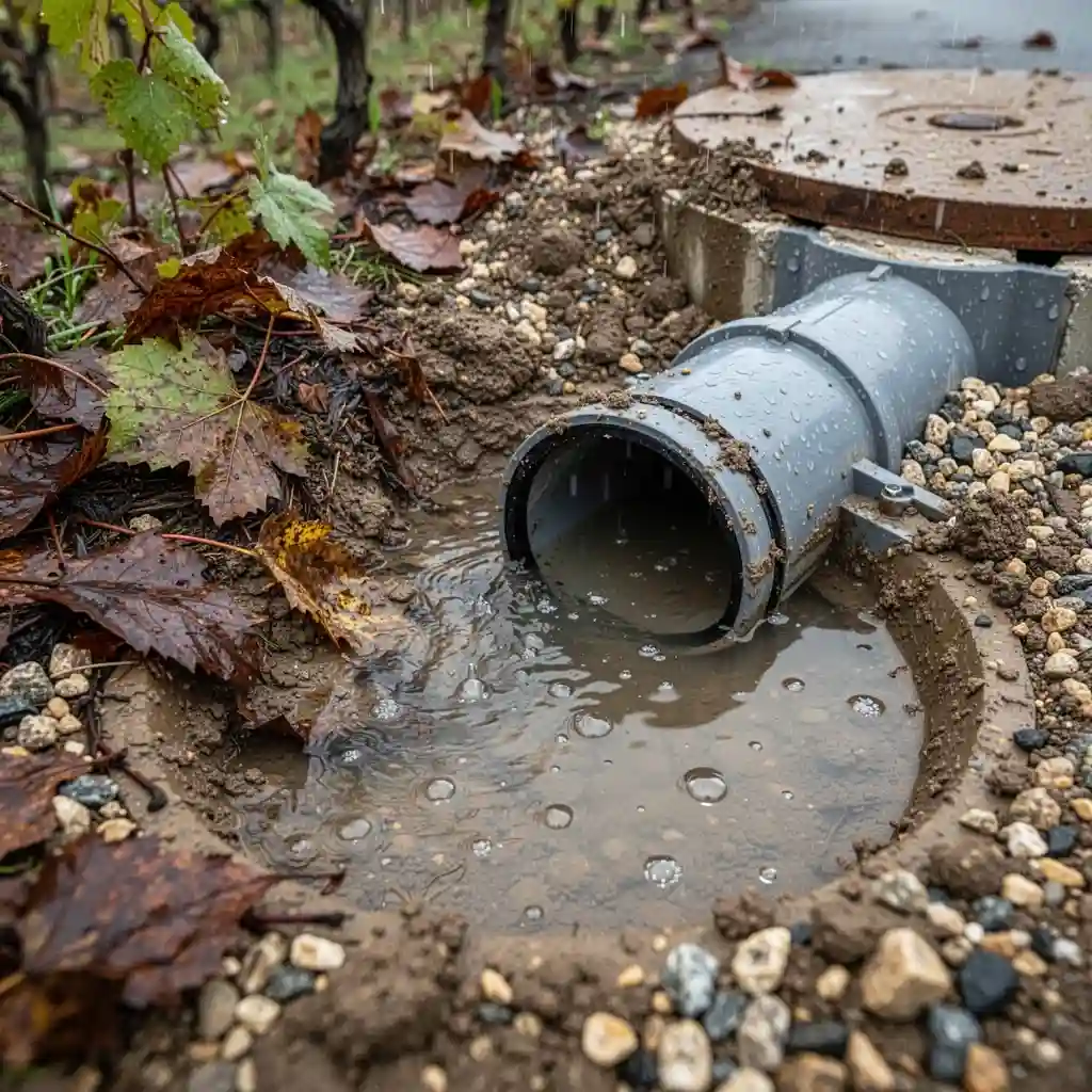 Eaux pluviales à Tain-l'Hermitage, Rochegude, regard engorgé de sédiments