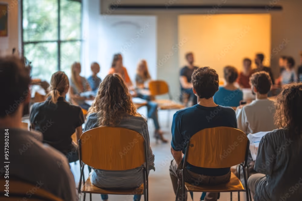 Entrepreneurs learning in an in-person seminar