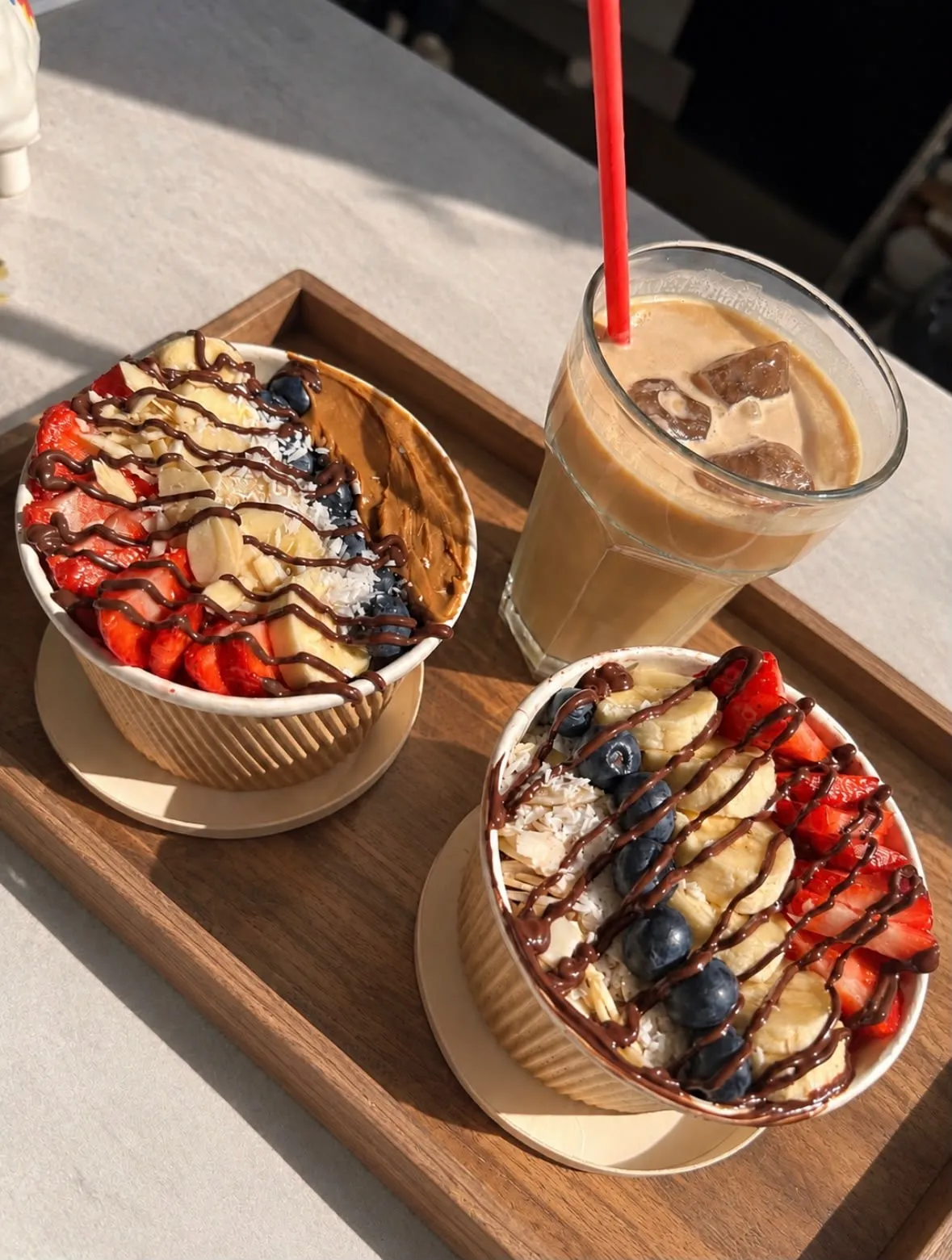 Açaí bowls and iced coffee