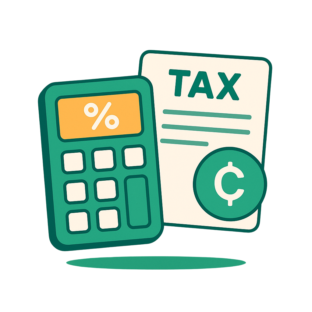 Automatic tax calculator in green and yellow