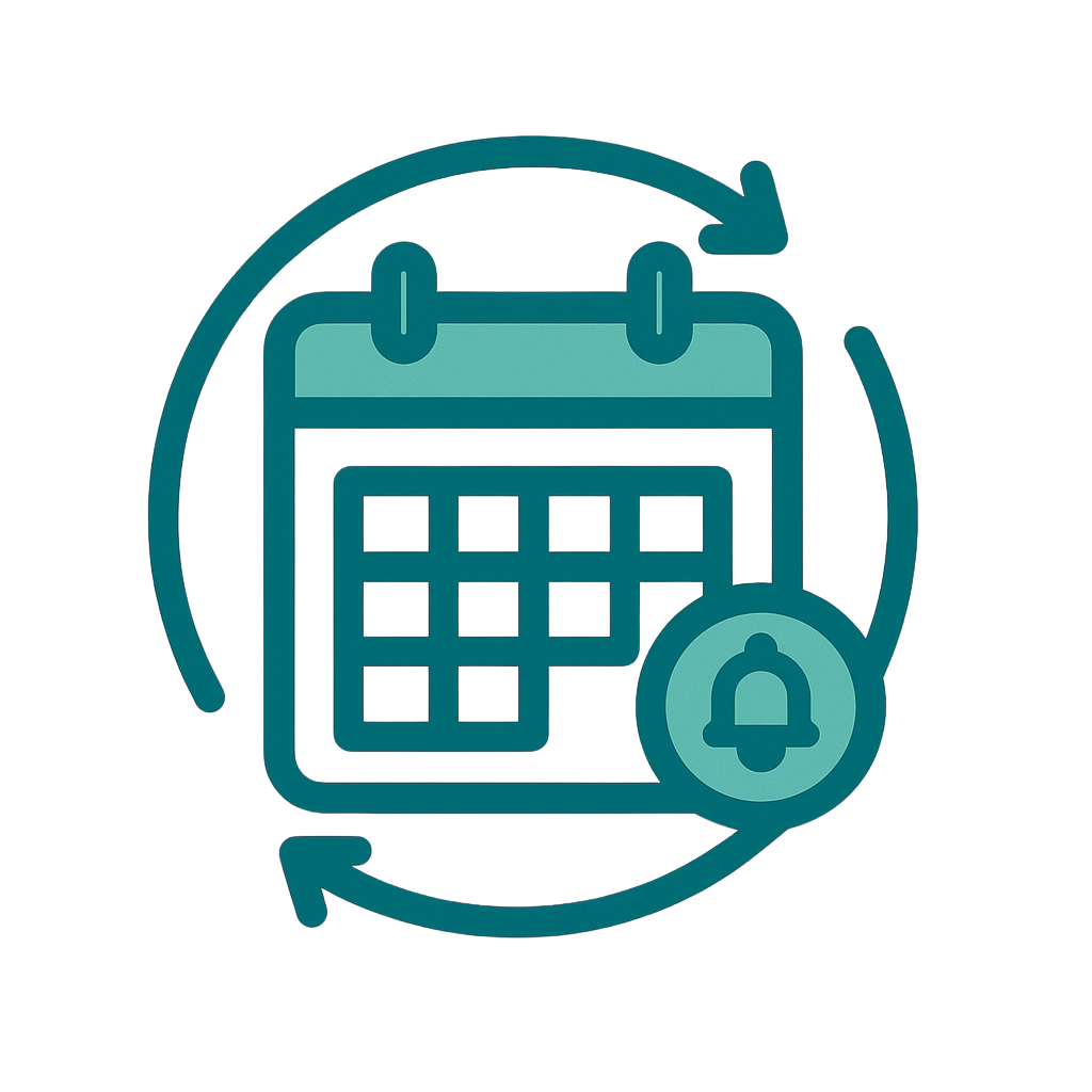 an invoice icon with navy and green features