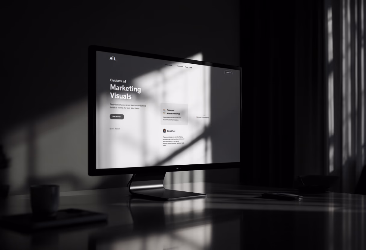 [background image] image of a digital display screen with marketing visuals (for a ai marketing tech company).