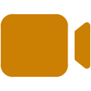 Orange video camera icon.