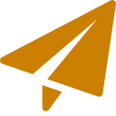 Orange paper airplane icon.