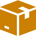 Closed cardboard box with black packing tape on top.