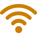 Orange Wi-Fi signal icon with three curved lines above a small circle.