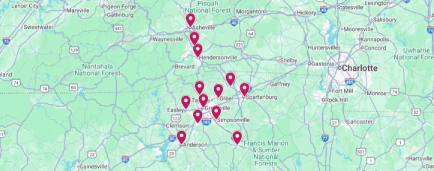 Upstate & Western Carolinas Map Locations