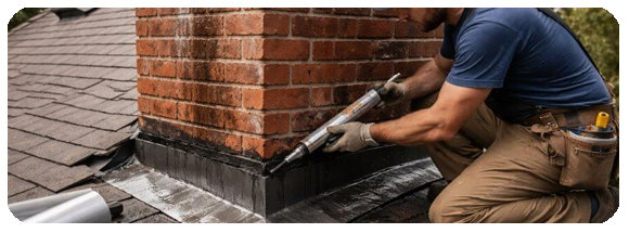 a chimney repair being performed