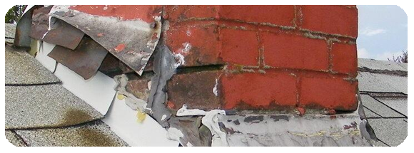 flashing around a chimney that is aged and worn out
