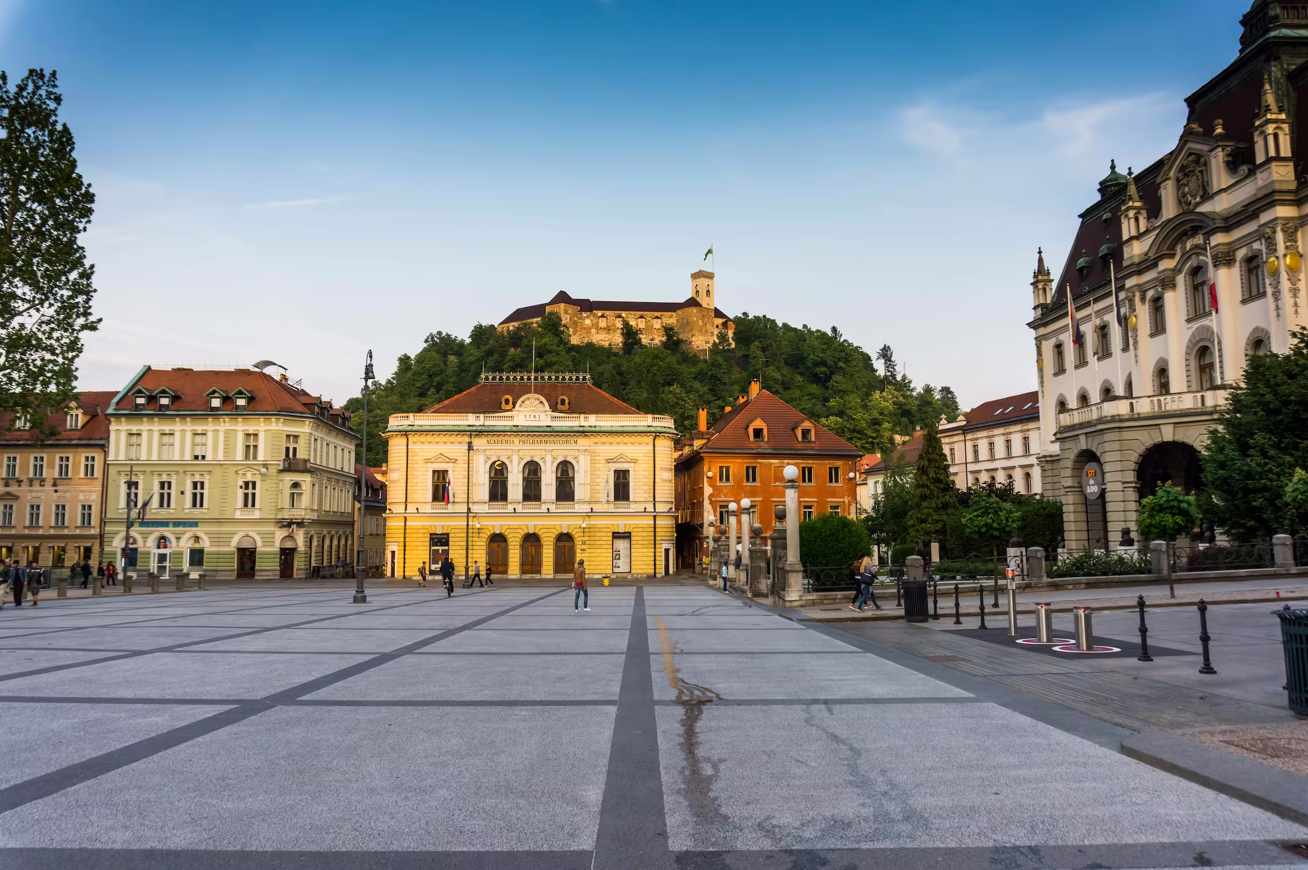 Center of Ljubljana with the castle in the background