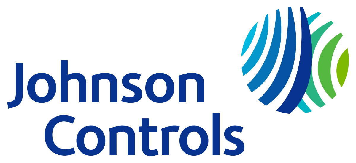 Johnson Controls logo in blue and green on transparent background.