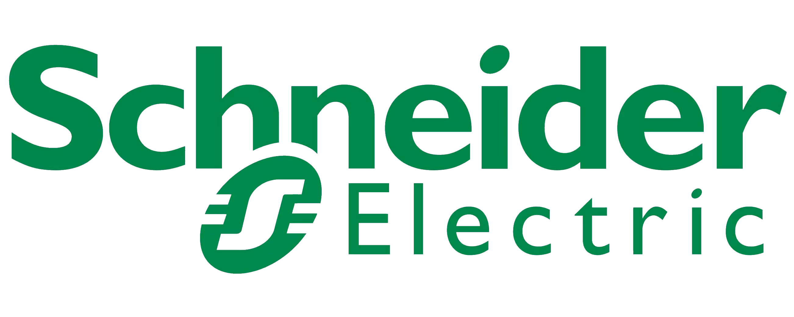 SCHNEIDER ELECTRIC logo in green on transparent background.