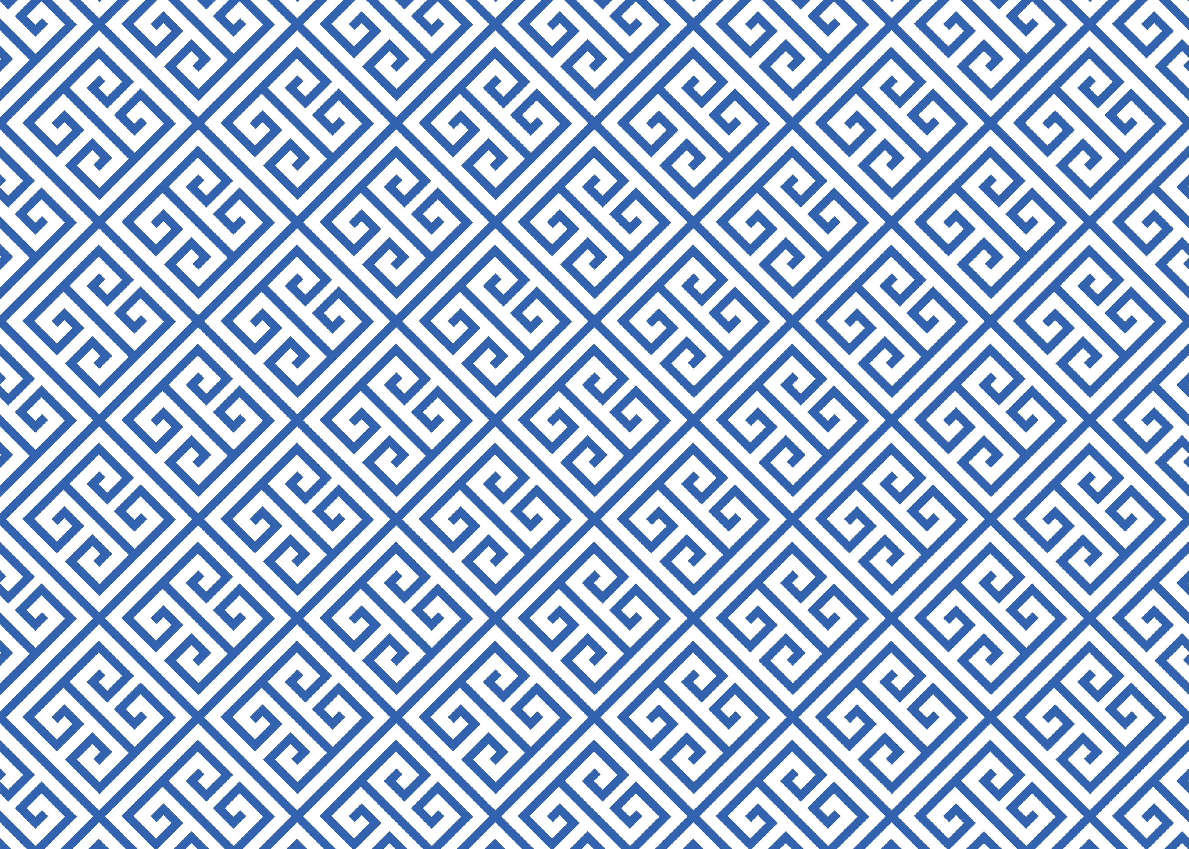 A blue and white geometric pattern.