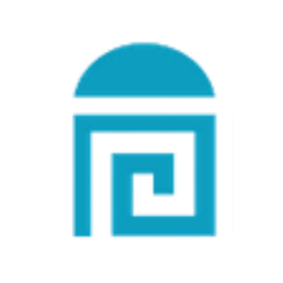 A blue logo with a black background.