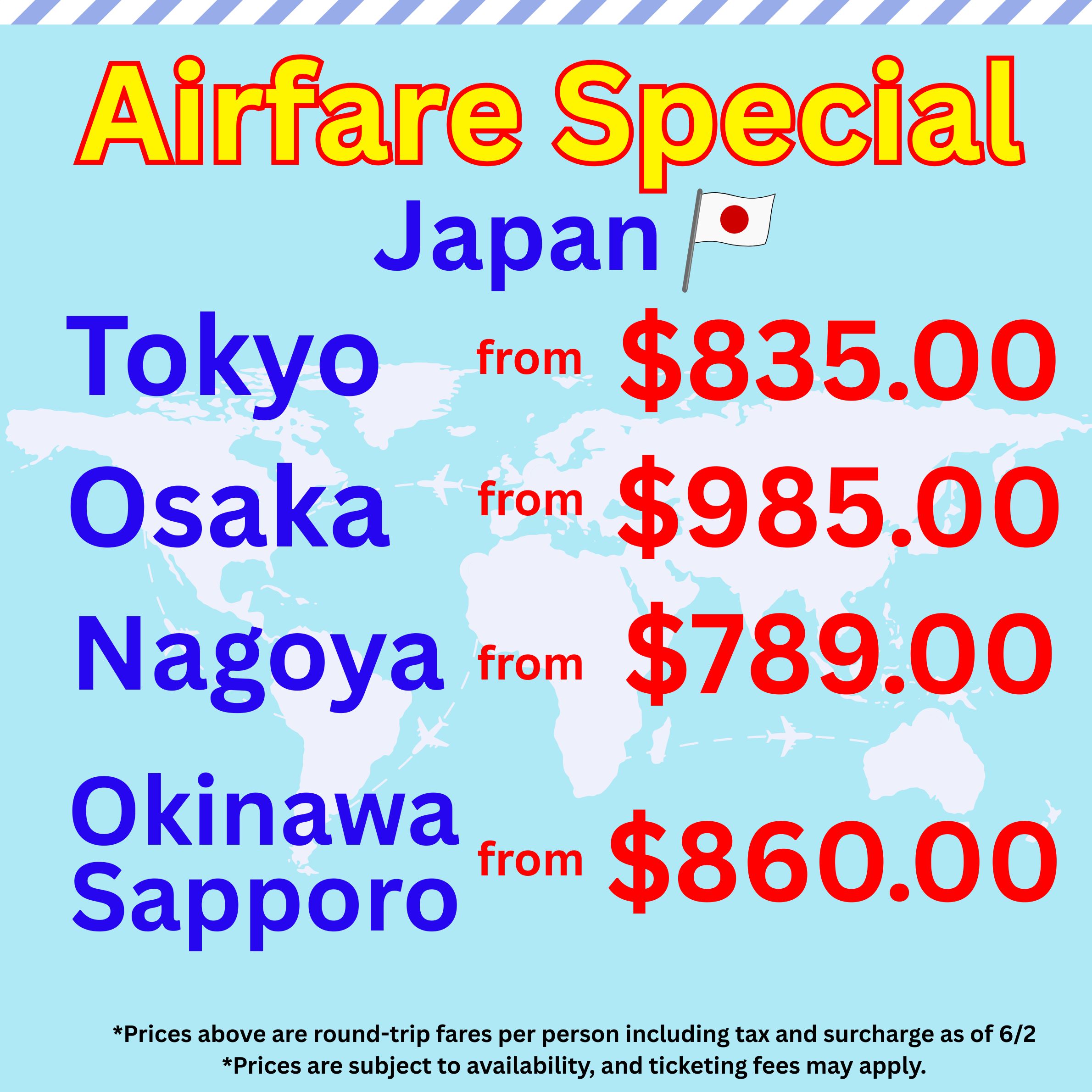 🛫 Air Fare Special 🛫Until June 17!