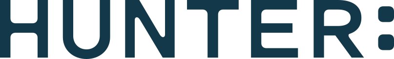 The word HUNTER in bold uppercase letters with a colon at the end on a white background.