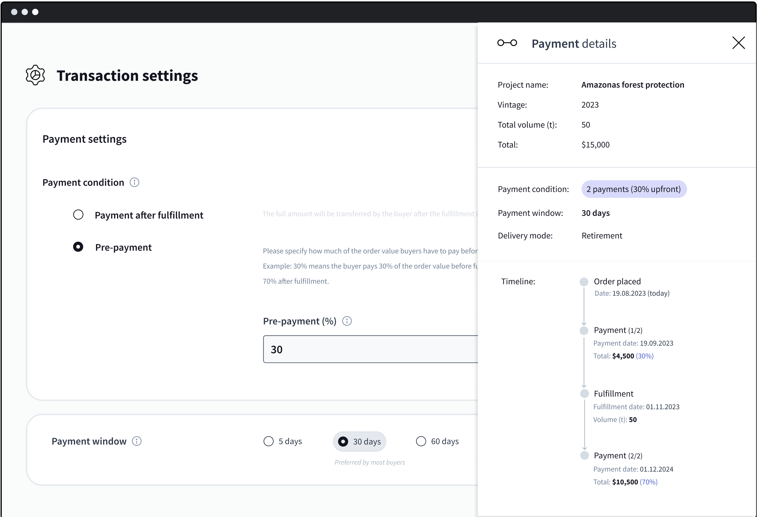 Payment settings