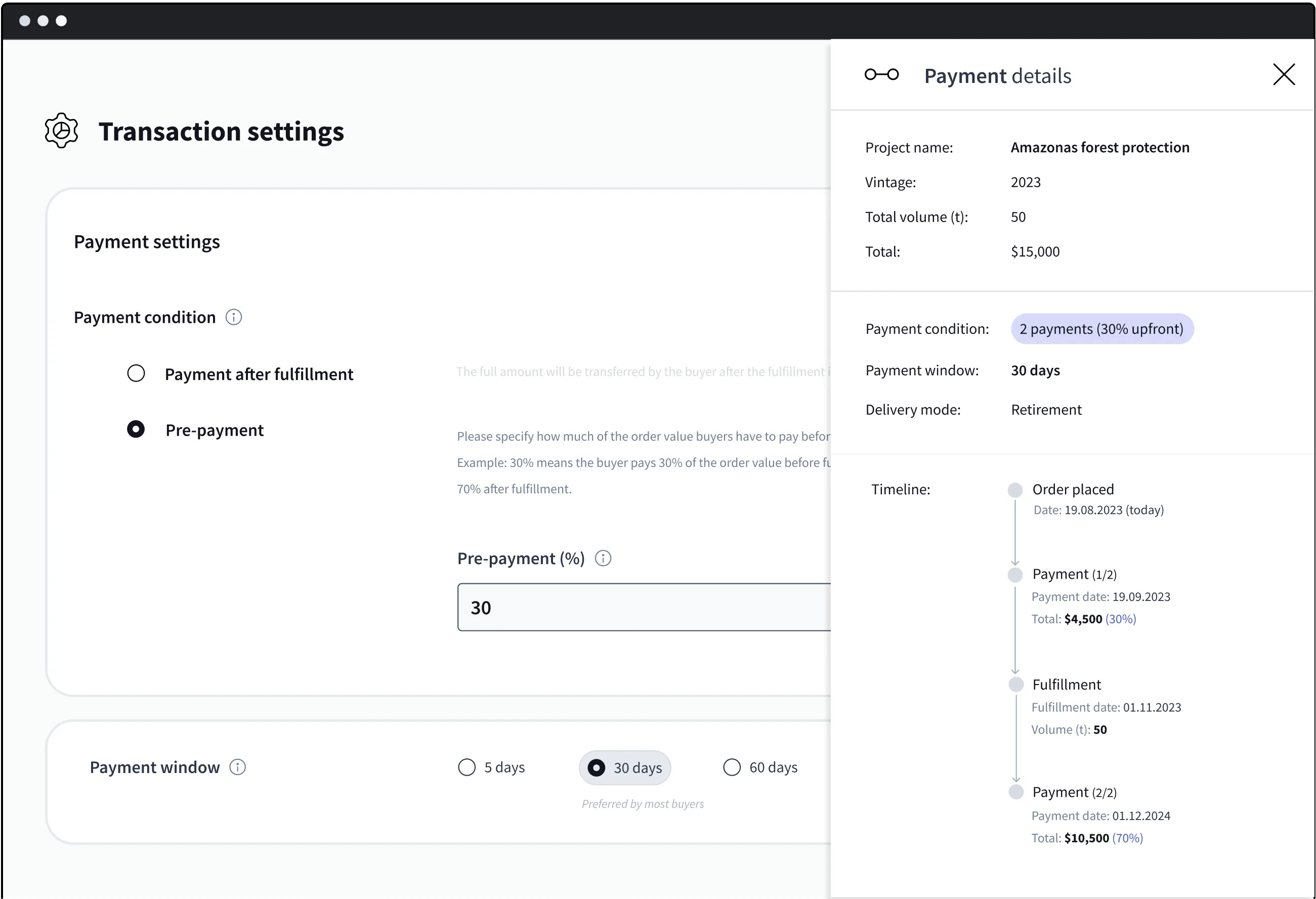 Payment settings
