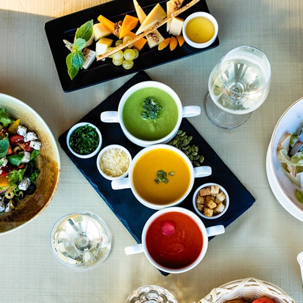 spread of lunch foods on table