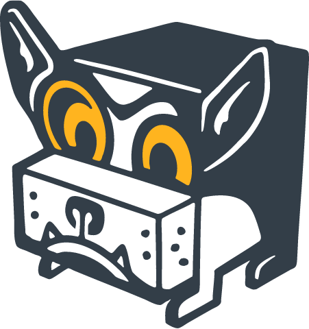 Simple illustration of a bulldog with animated blinking eyes.