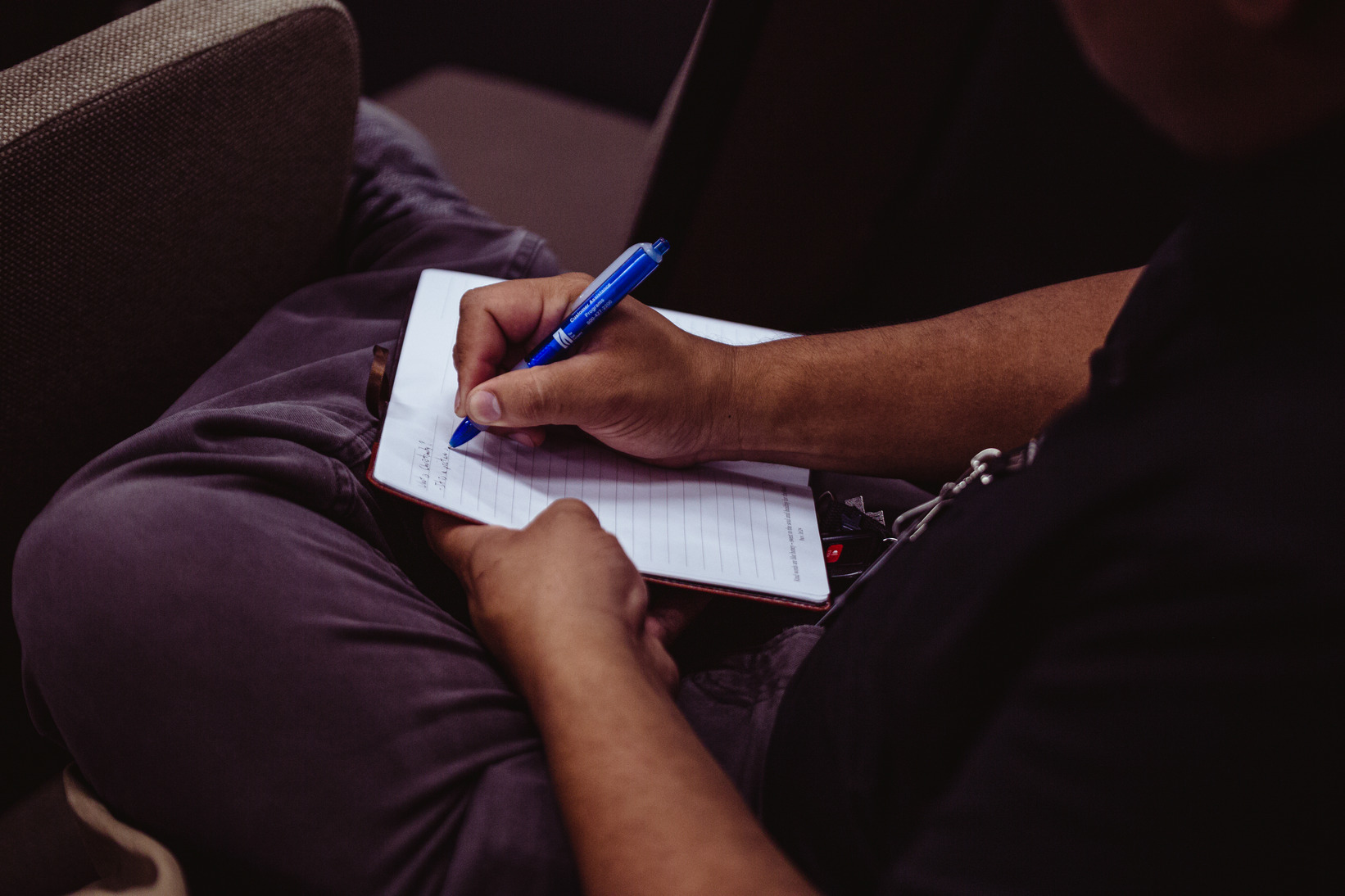 A Christian man making bible notes