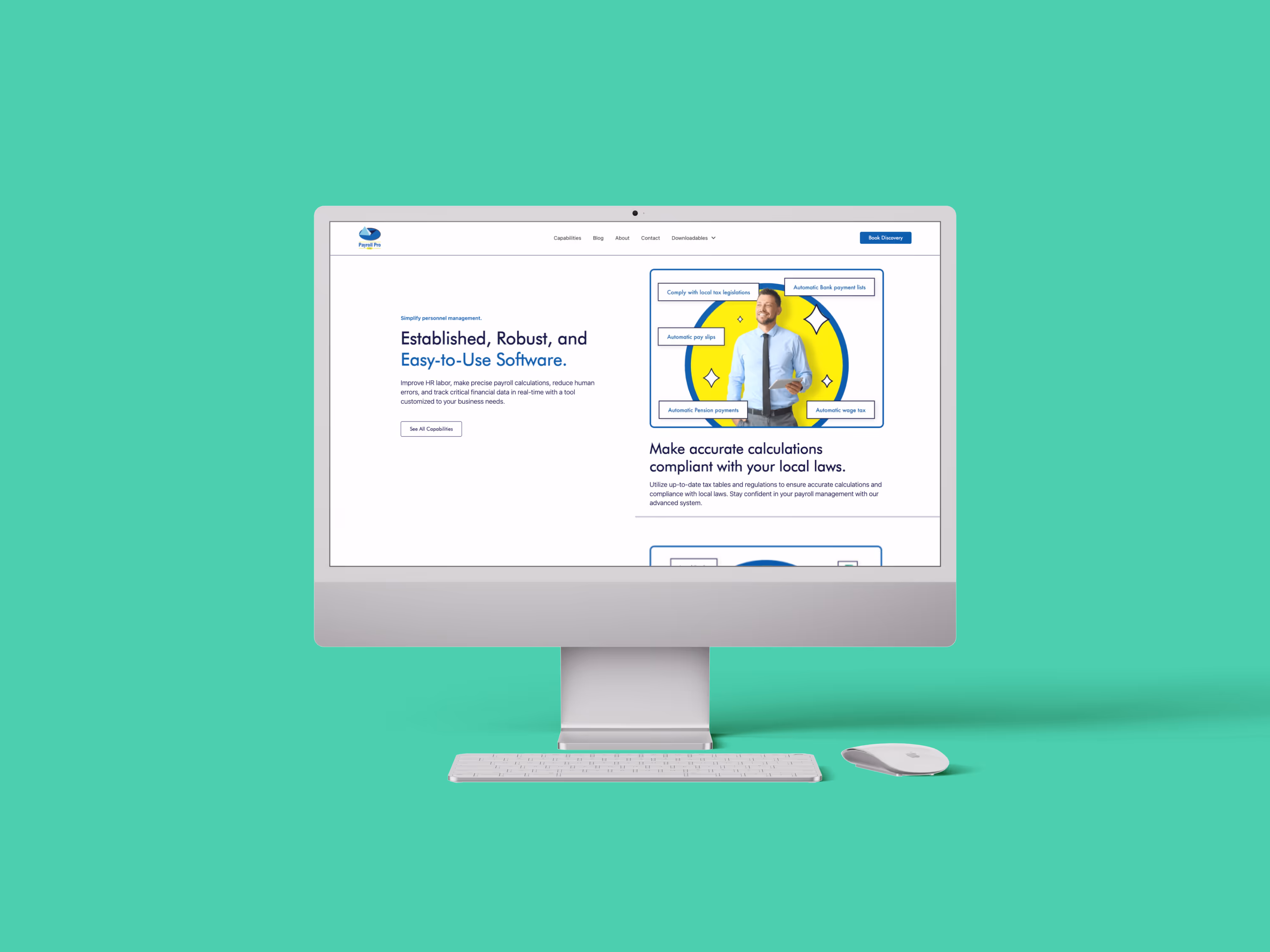 Payroll Pro Webpage stating clear message and call to action.